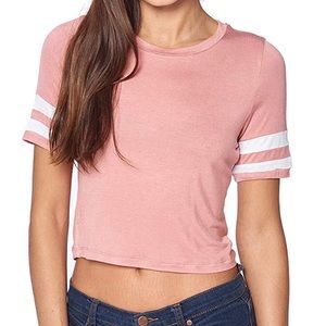 SALE! 🛑 NWOT Baseball Pink Striped Crop Trop